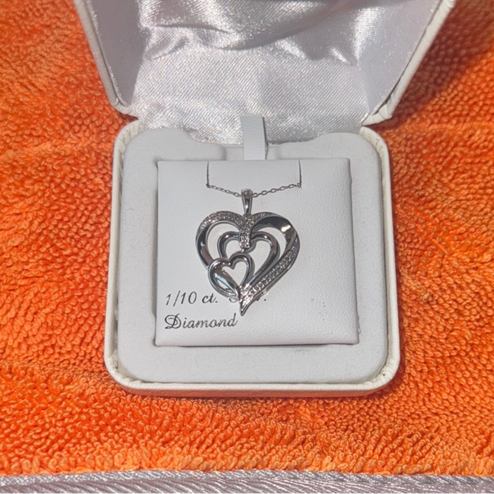 Kohl's Silver Heart Diamond Necklace with Decorative Pendant